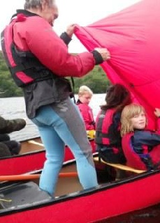 Canoe sailing with an improvised sale allows you to make use of Lake District wind.  There is a saying with canoes; sail when you can paddle your canoe when you have to.